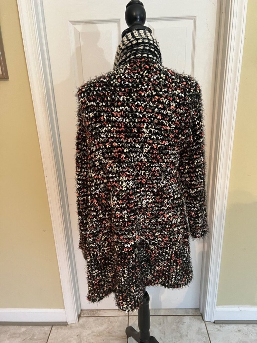 Ethereal By Paper Crane Black/Multi Color Open Soft Eyelash Speckle Cardigan M - Picture 5 of 7